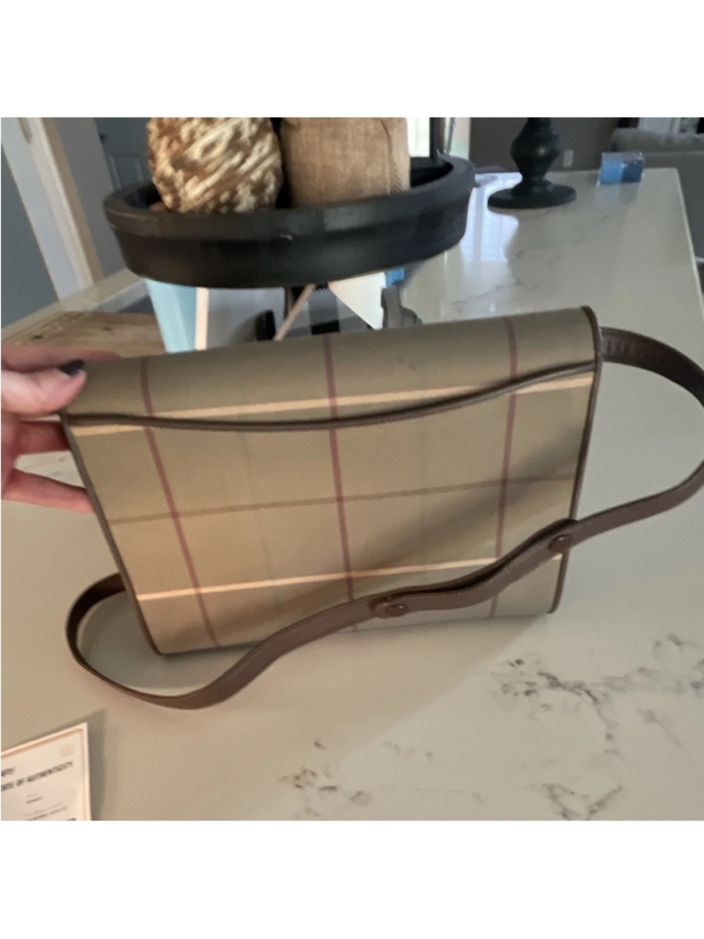 Vintage Burberry Beige and Brown Shoulder Bag with COA - Picture 3 of 8